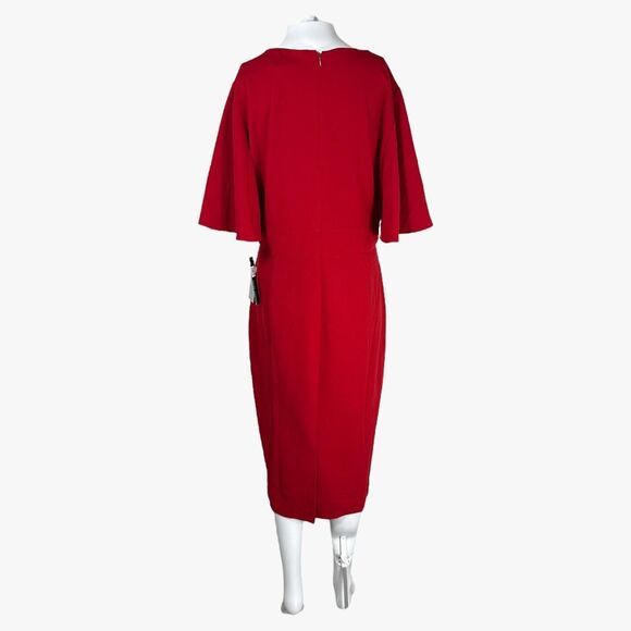 Maggy London Women's Butterfly Sleeve Midi Dress in Red Sz 12 Retro Capsule - Picture 3 of 6